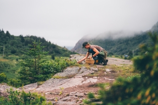 A person foraging in Newfoundland and Labrador, Canada