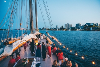 People exploring Halifax from the boat