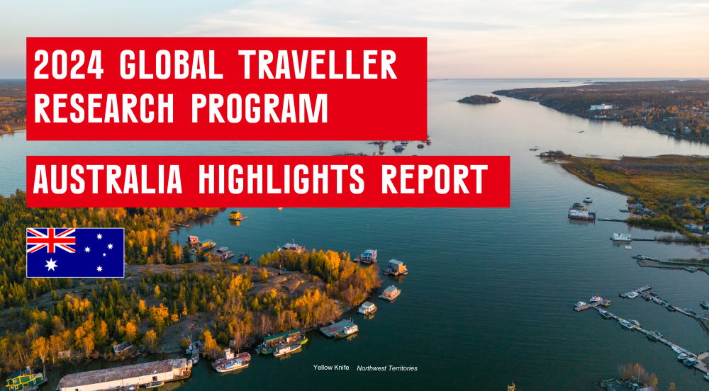 Highlight Report Australia Thumbnail with the text: 2024 GLOBAL TRAVELLER RESEARCH PROGRAM AUSTRALIA HIGHLIGHTS REPORT